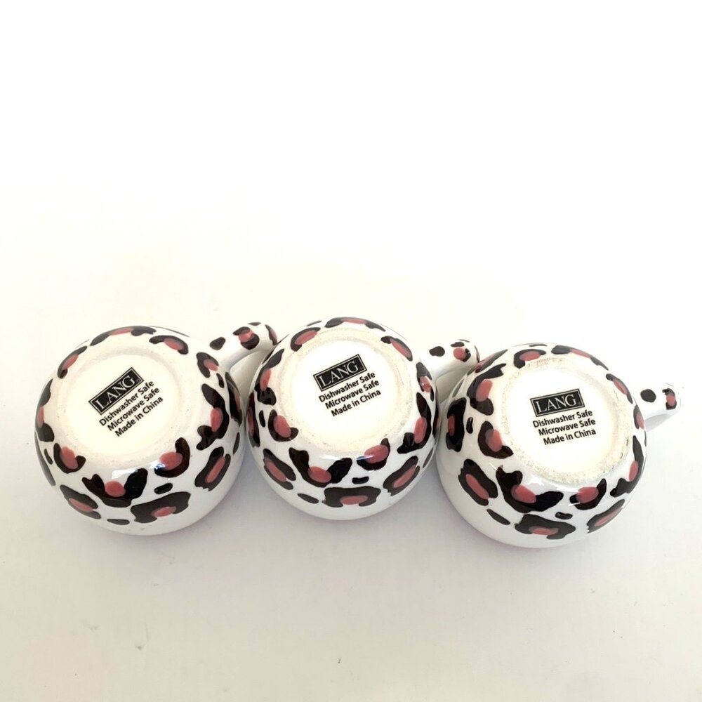 Lang Design Ceramic Espresso Mug Coffee Tea Set of 3 Face Animal Print Demitasse - Picture 10 of 11